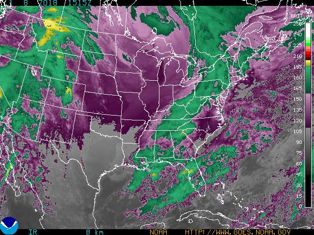 GOES 8 Eastern US SECTOR Infrared Image