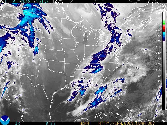 NOAA GOES Eastern US SECTOR Infrared Satellite Image