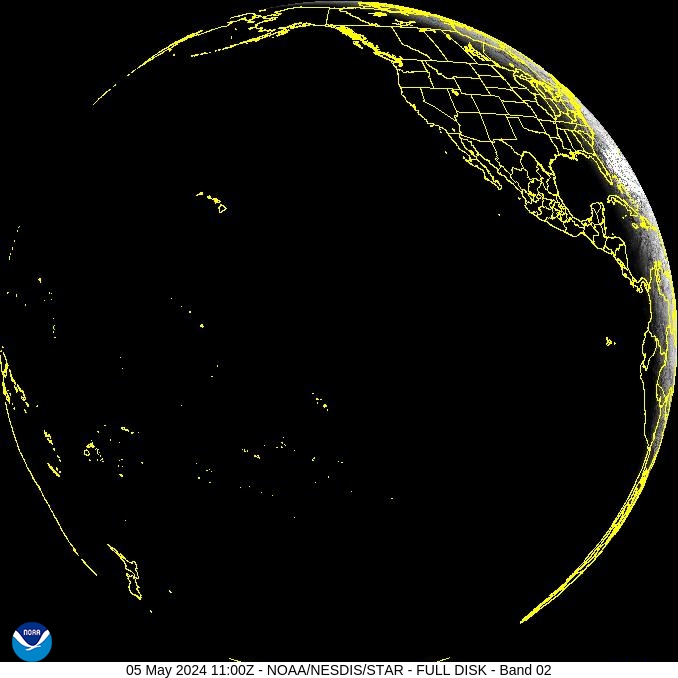 GOES satellite image of the earth in the visible spectrum